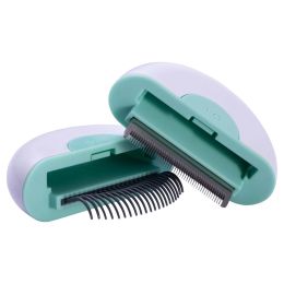 Pet Life 'LYNX' 2-in-1 Travel Connecting Grooming Pet Comb and Deshedder - Green - Large