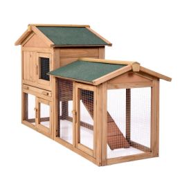 61" Wooden Chicken Coop Hen House Rabbit Wood Hutch Poultry Cage Habitat - as picture