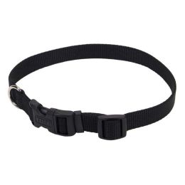 Coastal Adjustable Nylon Dog Collar with Plastic Buckle Black 3-4 in x 14-20 in