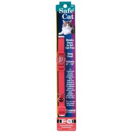 Safe Cat Adjustable Snag-Proof Nylon Breakaway Collar Red 3-8 in x 8-12 in